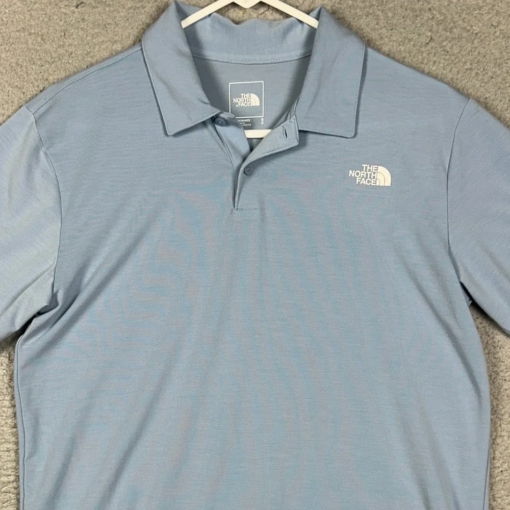 The North Face Polo Shirt Men Small Light Blue Performance Outdoor Stretch Rugby